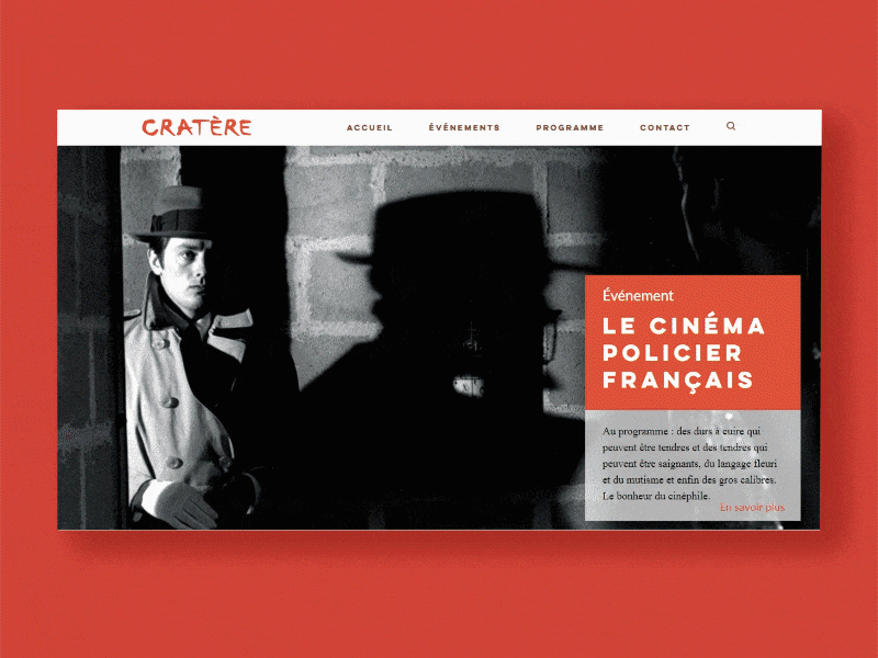 Le Cratère - Another version cinema design desktop events mock up rebrand redesign study project ui webdesign website