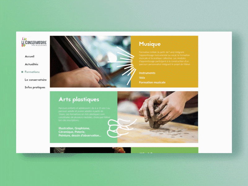 Conservatoire de Colomiers conservatoire grid grid layout mock up music school study project ui webdesign website