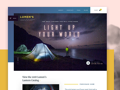 Backbacking Lantern Concept Commerce Site camping clean color free hiking minimal outdoors sketch ui ux web