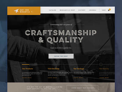 Cast Iron Mercantile Website Concept clothing craftsman dark free grunge psd sketch ui ux web wood