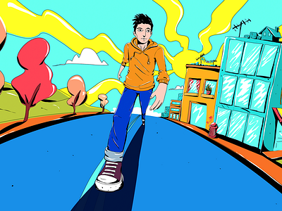 watch your step! character character animation illustration street sun walking