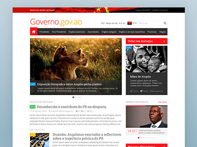 Official website of the Republic of Angola government ui