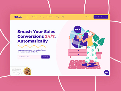 Revify Website Redesign app beauty color design ecommerce female fresh illustration logo platform plugin proofing revify social tech tool web app webdesign women