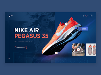 Nike Air Pegasus 35 - header concept concept footwear header landing page layout nike product shoe ui ux webdesign website