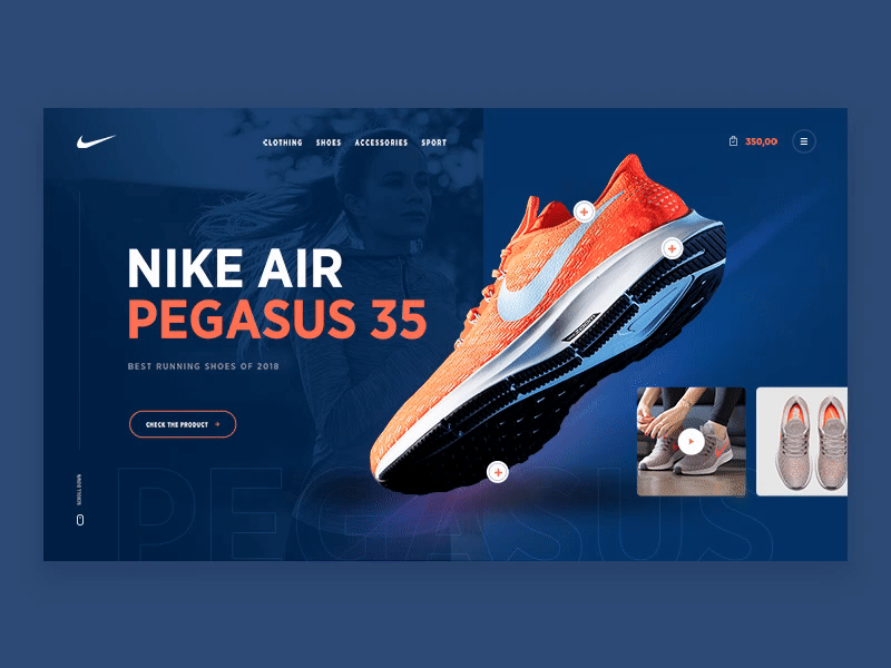 Nike Air Pegasus 35 - animation concept animation concept footwear header layout nike product shoe store ui ux webdesign