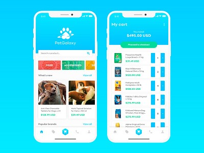 PetGalaxy Store App adobexd ecommerce madewithxd petsapp storeapp ui uidesign userinterface ux uxdesign