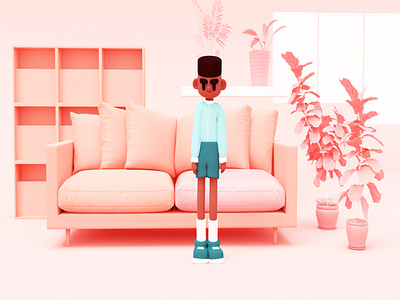 Character Illustration 3d illustration adorable c4d characterdesign cinema4d cute illustration interior pink pink illustration