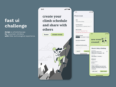 UI Challenge - Scheduling app for mountain climbers