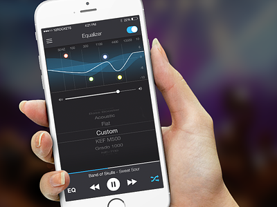 Music Player Remote App - equalizer screen 12rockets app eq equalizer ios mobile music music player remote sound sound waves waves