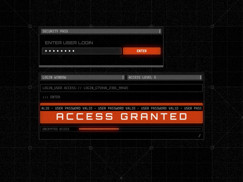 Technodrome UI access animation cyber display game hacker hi tech hud interface sci fi science science and technology screen screens ui ux