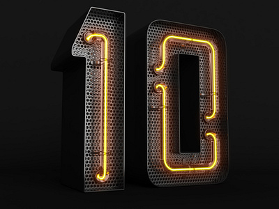 3D neon numbers