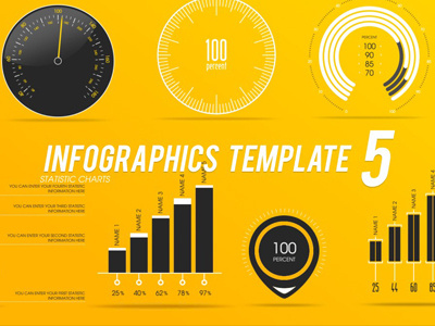 Infographics Templates 5 bar broadcast data id infographic motion music news portfolio promo statistic