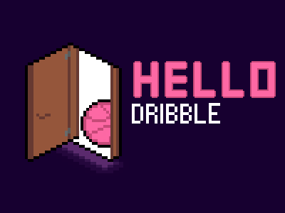 Hello Dribble, ty for Invite! art ball debut debuts door first shot invite pixel pixel art pixelart space