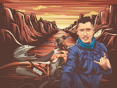 My Friend With His Motocross (Vector Art)