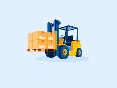 Forklift animation app art blue brand branding character clean design flat graphic design icon icons illustration illustrator logo sketch type vector website