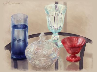 Colorful Glass art glass illustration still life