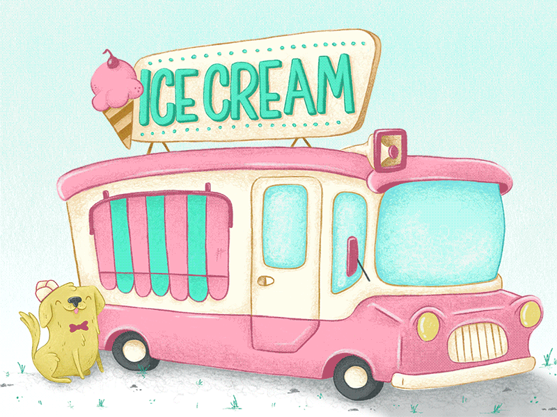 Hey There, Dribbble! animation character design design digital art gif graphic design ice cream truck illustration