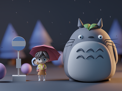 My neighbor Totoro 3d 3d art blender character design dribbble ghibli miyazaki modeling render shot totoro