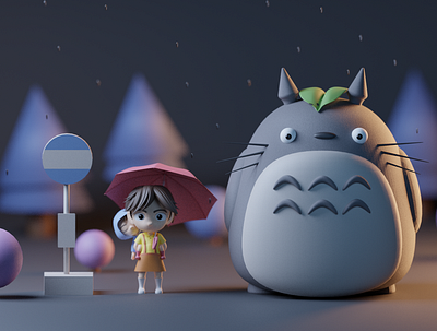 My neighbor Totoro 3d 3d art blender character design dribbble ghibli miyazaki modeling render shot totoro