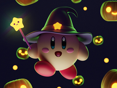 SpooKirby 3d 3d art blender character dribbble halloween kirby modeling nintendo pumpkin render shot spooky