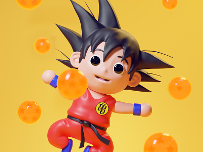Son Goku 3d 3d art anime character dragonball dribbble goku manga modeling render shot zbrush