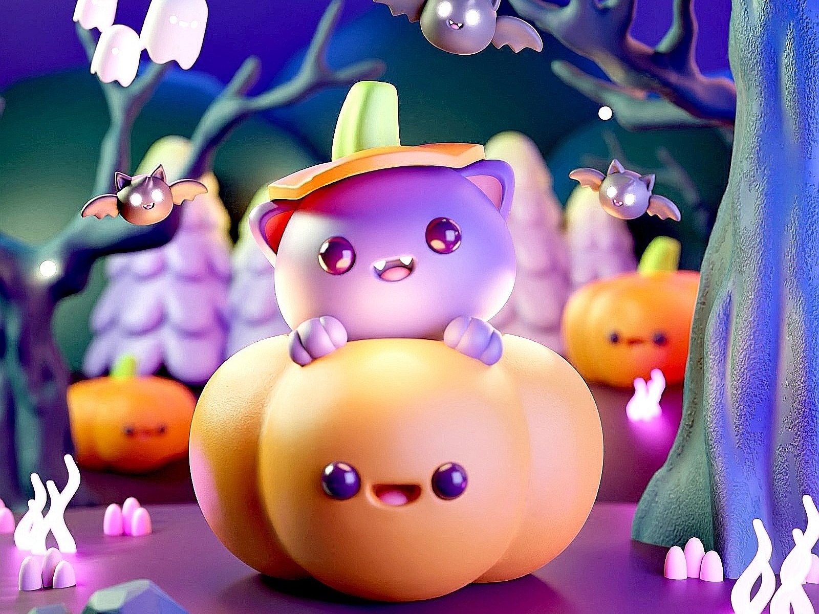 Halloween is here! 3d 3dart character design dribbble halloween kawaii modeling render shot spooky