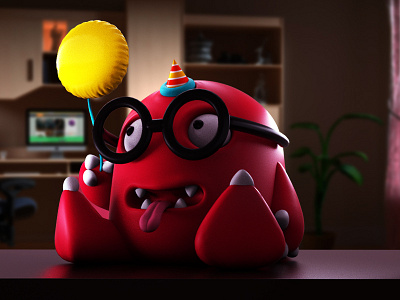 Buba 3d character cinema4d design drawing dribbble funny light monster red render
