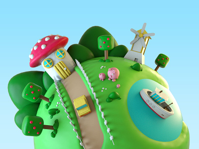 Clay Planet 3d cinema4d clay design dribbble funny green house light monster render