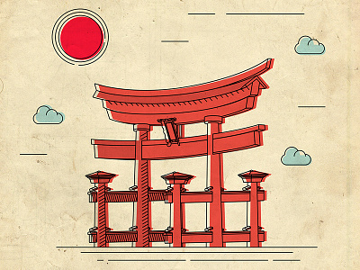 Illustration colors doodle drawing dribbble illustration japan red shot tutorial