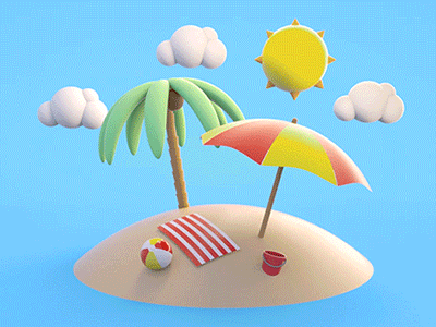 Missing Summer 3d 3d art animation ball beach cartoon character cinema4d cloud colors design dribbble gif illustration modeling octane render shot summer sun