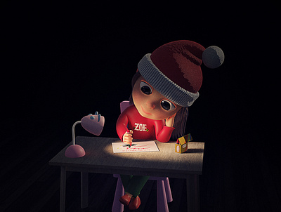 Dear Santa, I'm Zoe 3d blender character christmas dribbble merry modeling render santa santa claus santaclaus shot
