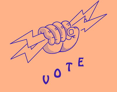 VOTE illo duotone halftones illustration inktober lightning political power shading vote voting