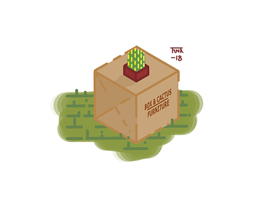Box & Cactus Ltd. box cactus company cute grass green quick sketch
