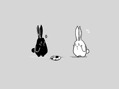 Black and White Bunnies black black and white bunnies cute football quick rabbit rabbits white