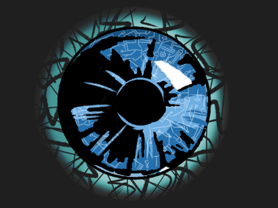 Electric Dreamers Logo black blue dreamer electric eye eyeball logo white