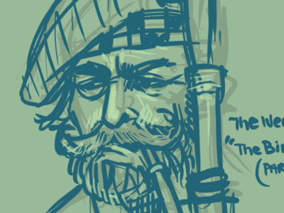 One song sketch bagpipes beard digital dude portrait