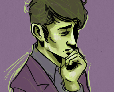a small hulk digital drawing dude pensive