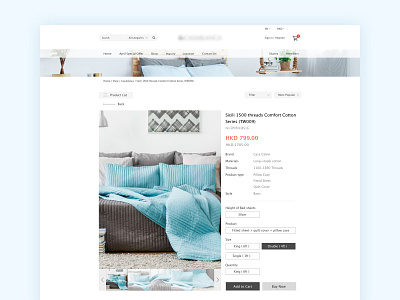 bedding eshop - product page ecommerce eshop ui web design