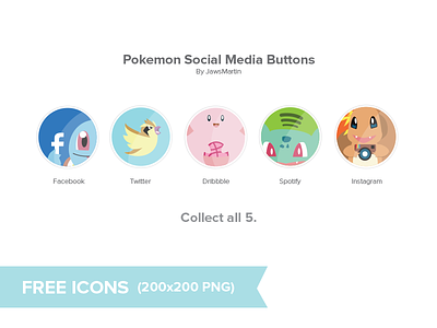 Pokemon Social Icons dribbble icon facebook icon free free download icon icons illustration instagram pokemon pokemon icons spotify icon twitter icon