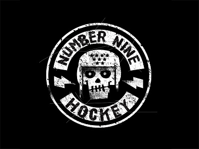 Number 9 Hockey badge black shirt hockey hockey logo seal skull skull logo thunderbolt