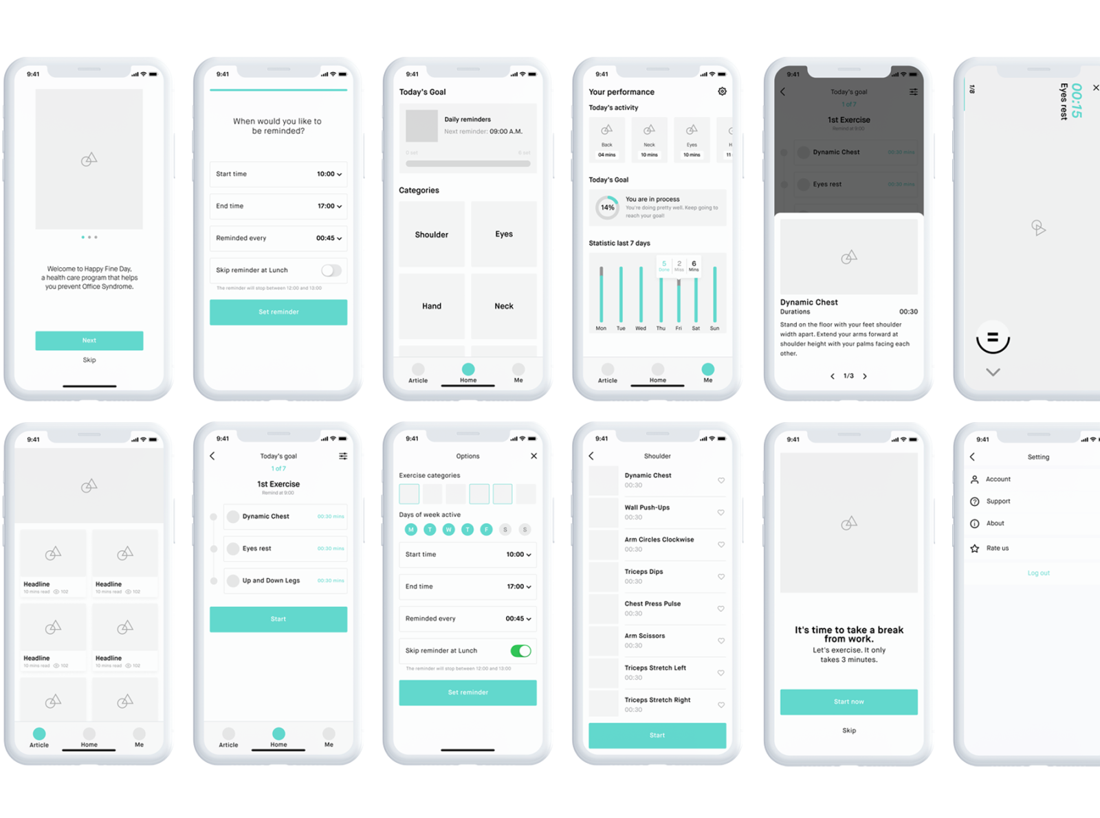 Exercise app for office worker by Wanitchaya Saeteaw on Dribbble