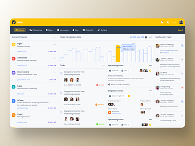 YELLOR Tasks &  Projects management Dashboard CRM UI