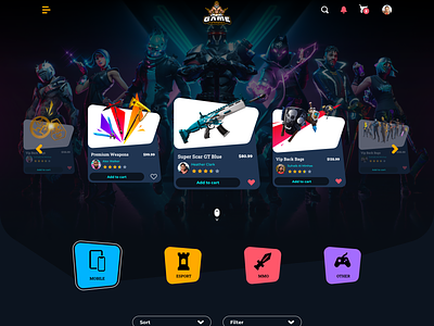 Game Market Place Website account esport game game design games icon illustration items marketplace mmo moba mobile navigation sketch ui uidesign uxx vector
