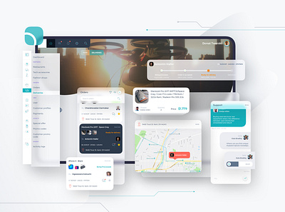 Obinet Orders Managment Dashboard CRM UI chatbot crm dashboard delivery direction logicstic map pro dashboard product shipping sketch technology timeline ui uidesign uiux web