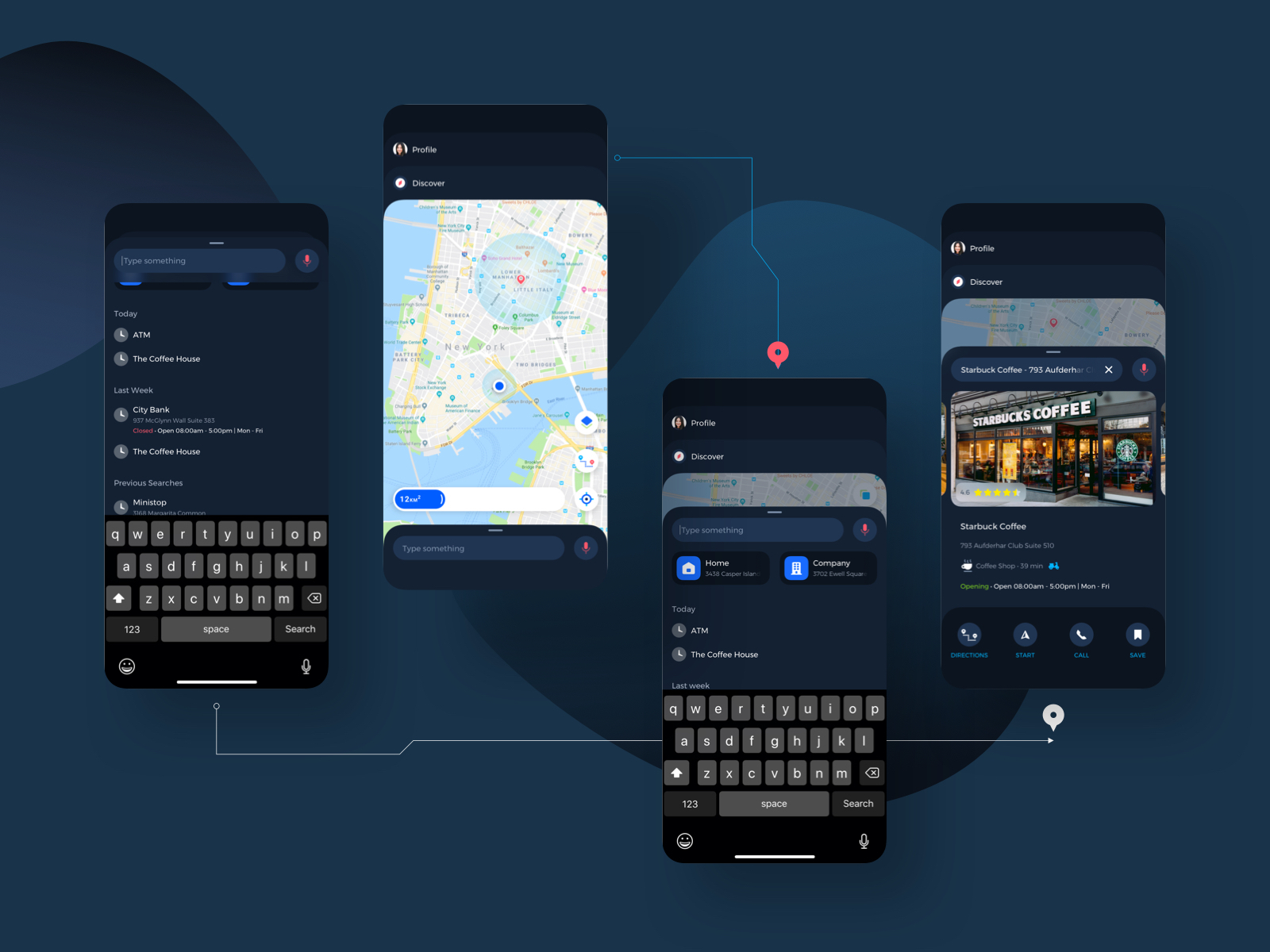 Карта UI. Карта приложения UX. Навигационный шаблон. Map UI mobile.