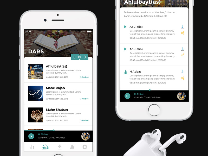 Islamic audio app! mobile app ui muslim cd music player music app music audio app audio islamic islam