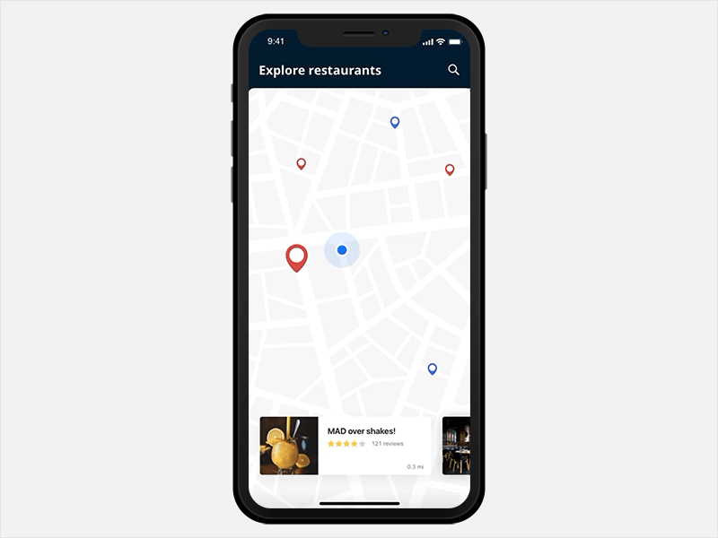 Nearby restaurants animation burgers cafe eat featured food grilled iphone x loading animation loading screen location map mobile app ui most popular nearby nearby restaurants ratings restaurant sandwiches search