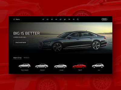 Audi Car brand branding car app landing page ui ux