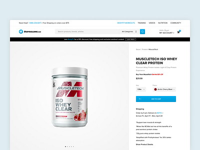 PDP Hero Exploration bodybuilding cart checkout clean design ecommerce fit fitness minimal pdp product supplements ui