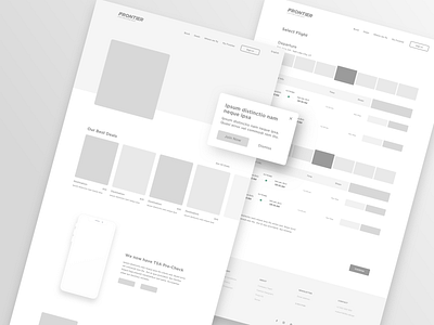 Frontier Airlines Redesign - Wireframes airline airplane airport booking design mockup ticket travel trip ui website wireframes